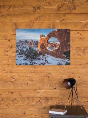 Double O Arch Snowy Sunset