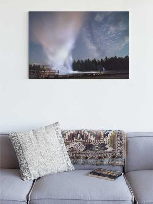 Castle Geyser eruption beneath the Milky Way