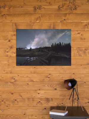 Castle Geyser night eruption